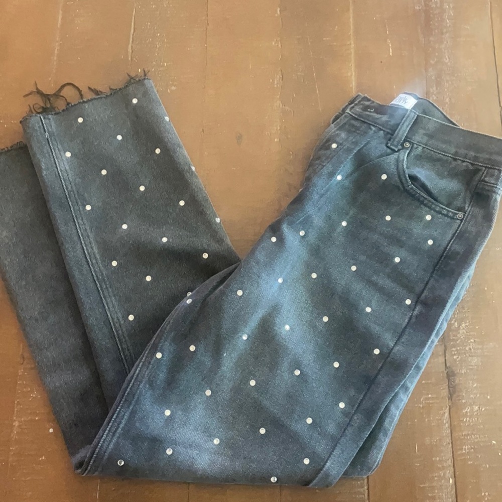 Sequin Grey Straight Jeans